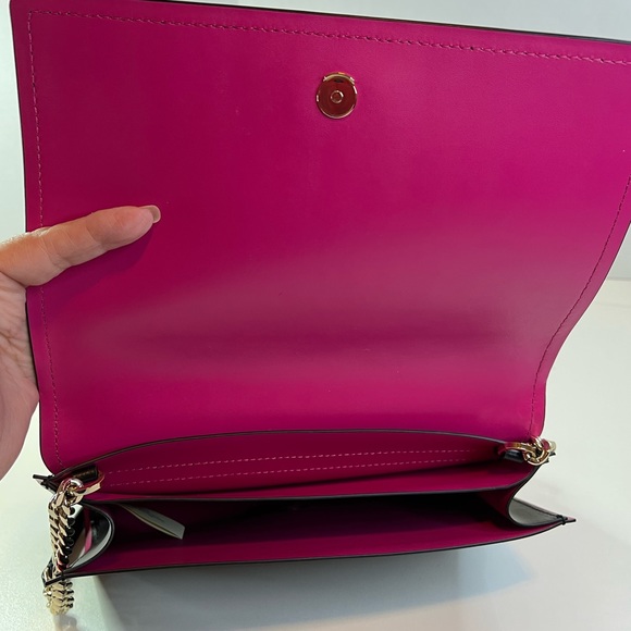 Kate Spade Arbour Hill Angelea Black Leather w/Pink Lining & Gold Chain - Picture 7 of 13